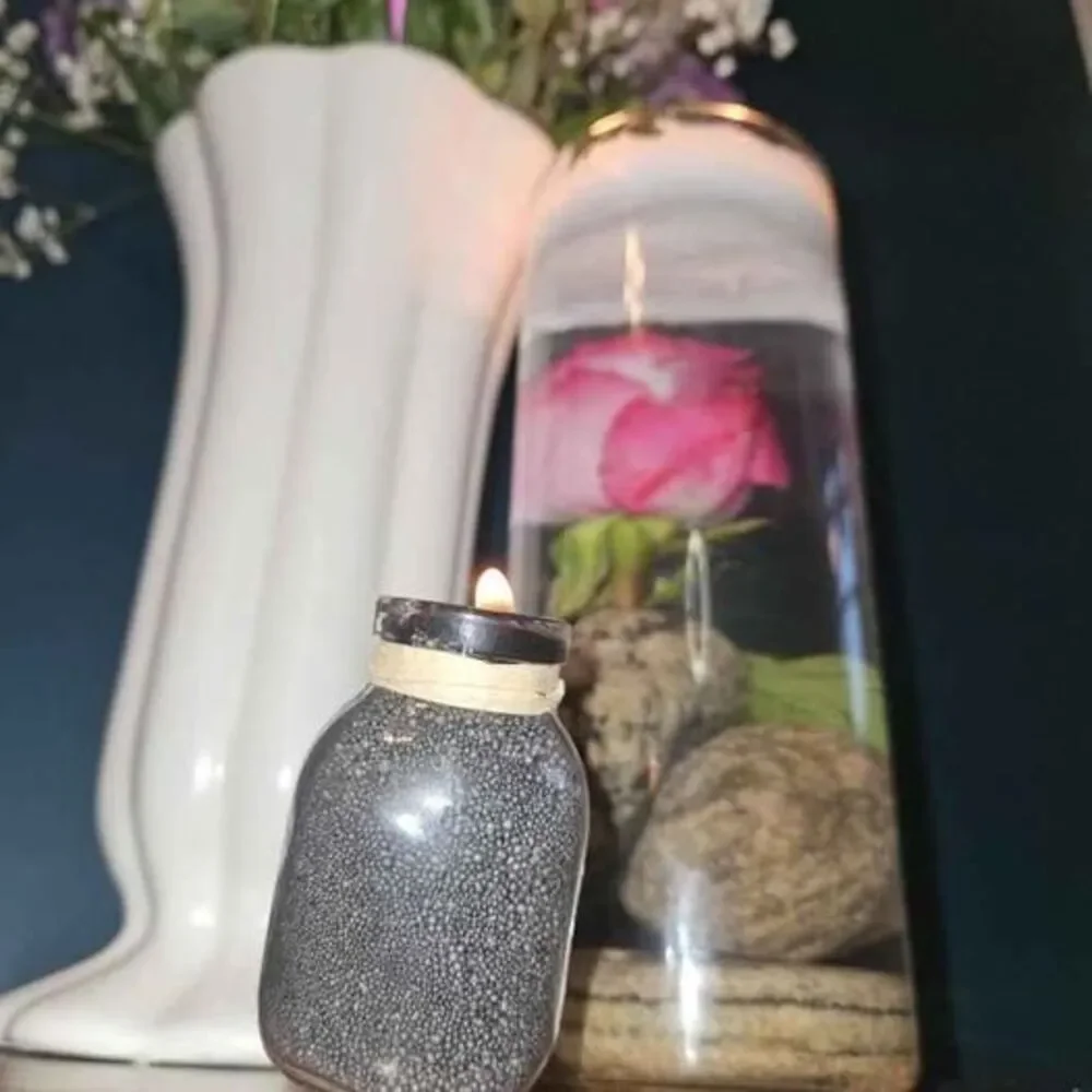 Rose's Black Pearled Candles: 26oz Unscented Plant Based Sand Wax w/ 40 Wicks